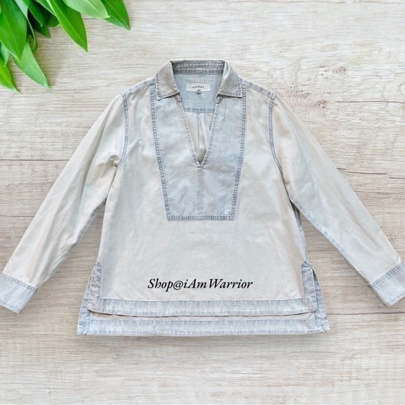 THE GREAT. Chambray popover long sleeve relaxed fit top *shop@iamwarrior - Picture 2 of 7